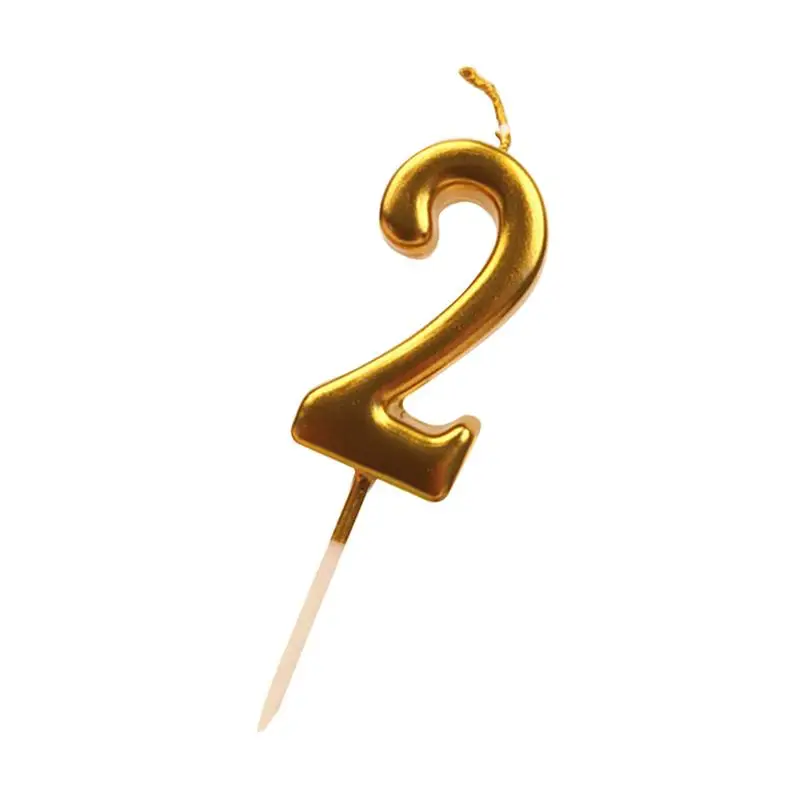 1 шт. номер 2 свечи День памяти смешной Золотой блестящий Топпер для торта