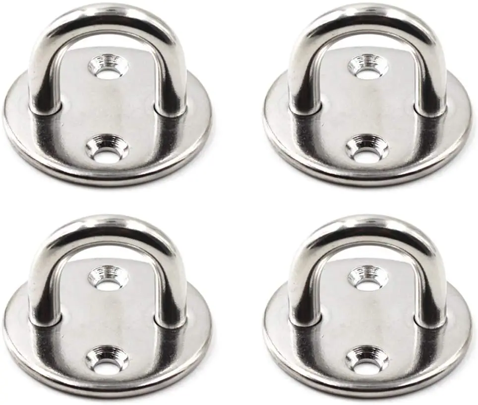 

4Pcs Round 316 Stainless Steel Pad Eye Plate 5mm 6mm 8mm Ship Rigging Ceiling Wall Mount Hook For Boat Yoga Swings Hammocks