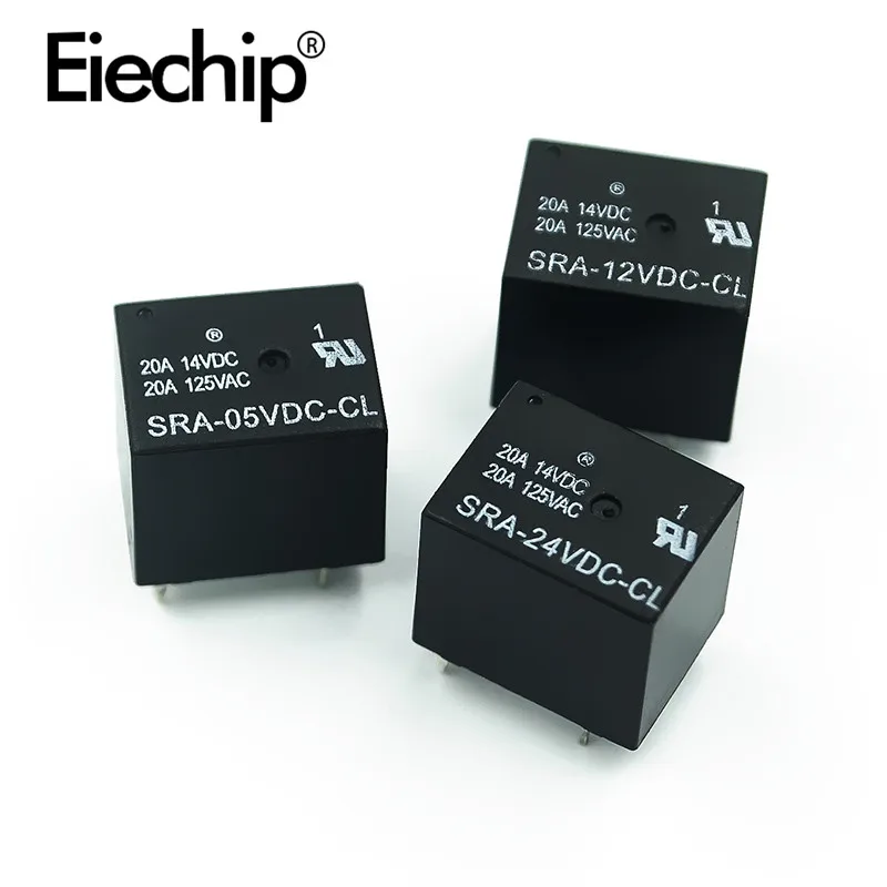 

T74 20A DC Power Relay SRA-05VDC-CL 4PIN 5PIN SRA-12 24VDC-CL 12V 24V Relay