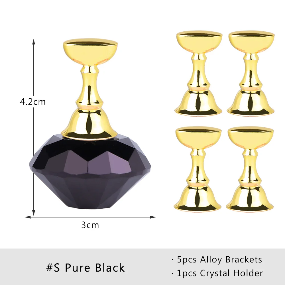 S Pure Black 1 набор, магнитный держатель для ногтей из сплава, практичный дисплей, стенд, акриловые хрустальные подставки, накладные кончики для ногтей, для салона, для самостоятельного маникюра, инструменты LA741 - Цвет: S Pure Black