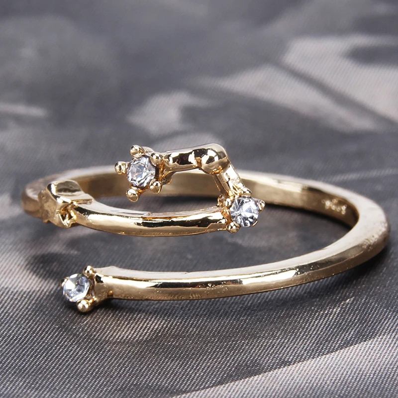 Креативный Знак зодиака Звезда 12 Созвездие кольцо Gemini Телец Рак Овен кольца для