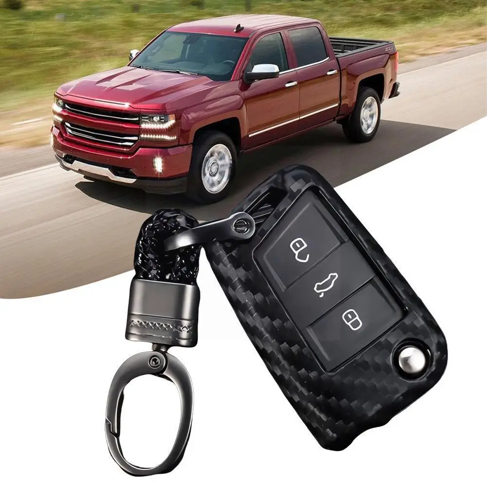 

Carbon Fiber Car Key Bag Shell Holder Fob Keyring Keychain Durable Car Key Case Cover For VW Golf 7 GTI R MK7 Tiguan T8Y5