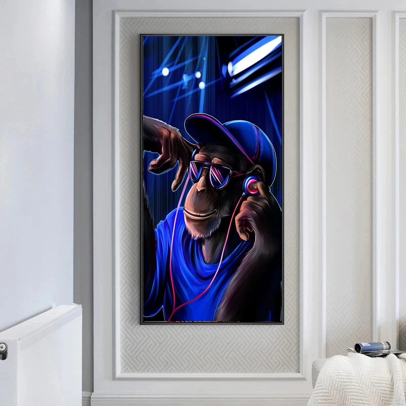 Современная обезьяна наушники орангутана поп-диджейская картина гостиная
