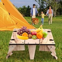 2 in 1 folding picnic table wooden collapsible outdoor portable snack cheese champagne table basket storage organizer for beach