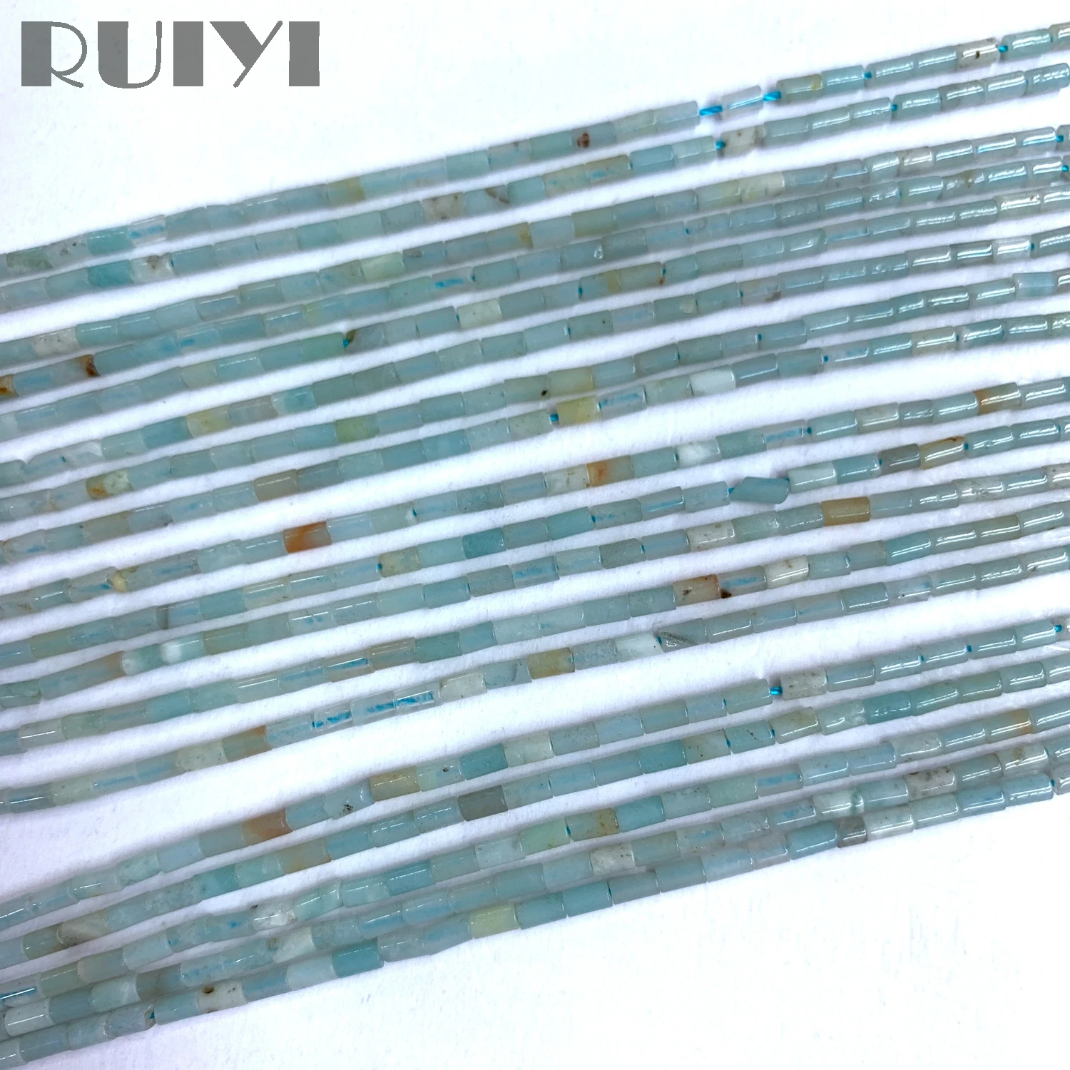 Натуральный Амазонит Ruiyi гладкая трубка 2x4 мм небольшой акварель свободный