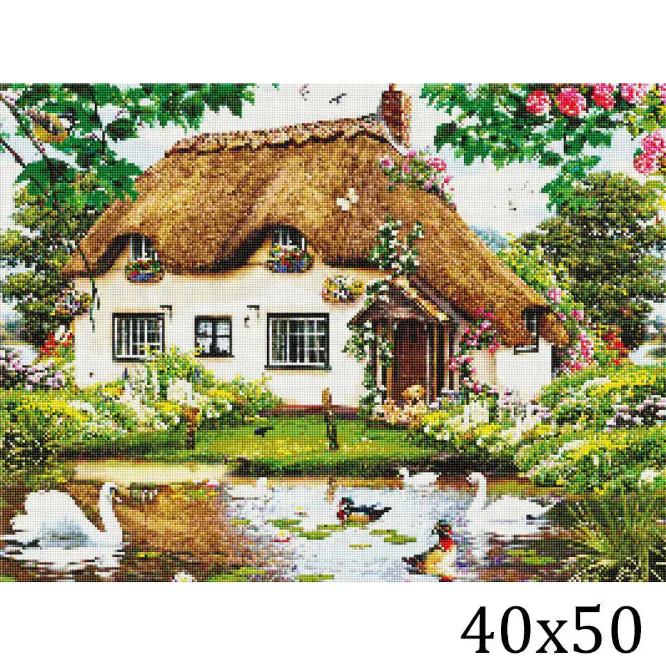 Azqsd Алмазная вышивка дом природа картина стразы полная площадь Алмазный подарок