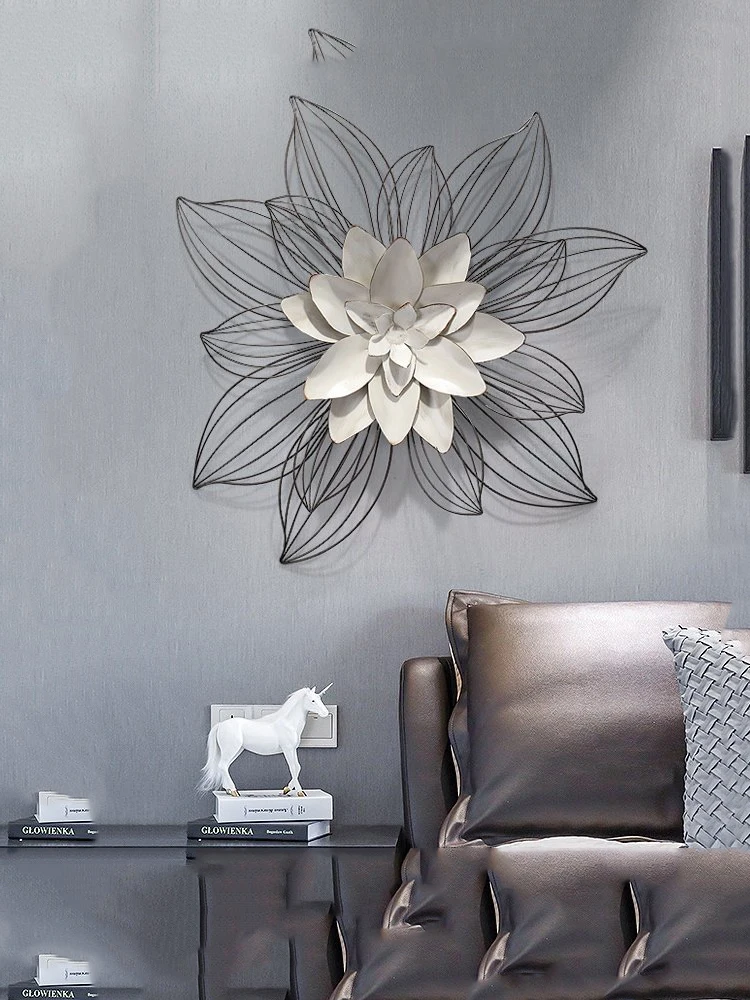

Modern Luxury Wrought Iron Wall Hanging Flowers 3D Wall Mural Home Livingroom Wall Sticker Crafts Hotel Club Ornament Decoration