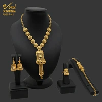 african jewelry set for woman copper gold color bridal dubai luxury necklace earrings bracelet ring wedding ethiopian ornament