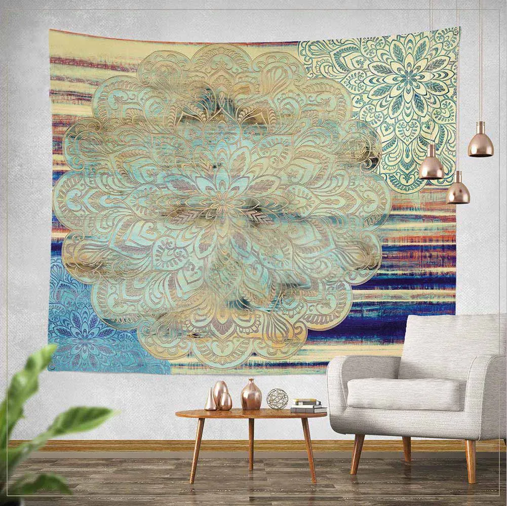 

Mediterranean Mandala Flower Islamic Arabian Rose Flower Tapestry Wall Bedroom Decoration