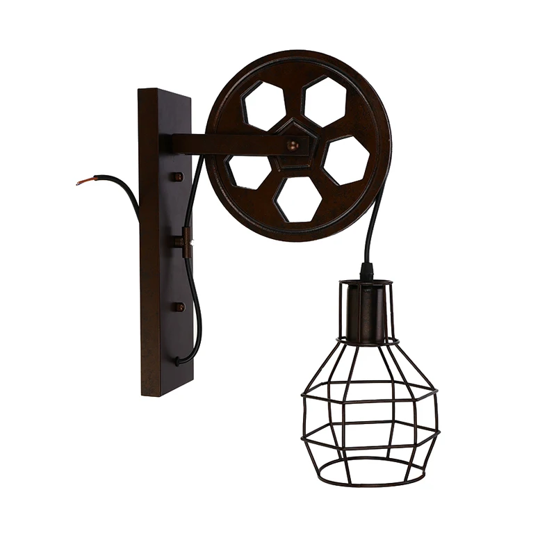 

E27 Wall Lamp Corridor Lifting Pulley Indoor Lighting Living Room Home Rustic Retro Industrial Restaurant Sconce Light Cafe