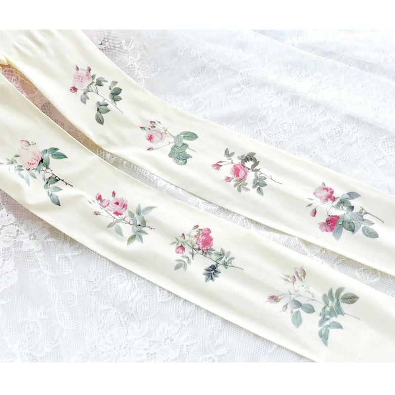 

Small Fresh Japanese Vintage Rose Printed Tights Pantyhose Lolita Sweet Princess Young Girl Student Cosplay Silk Stocking
