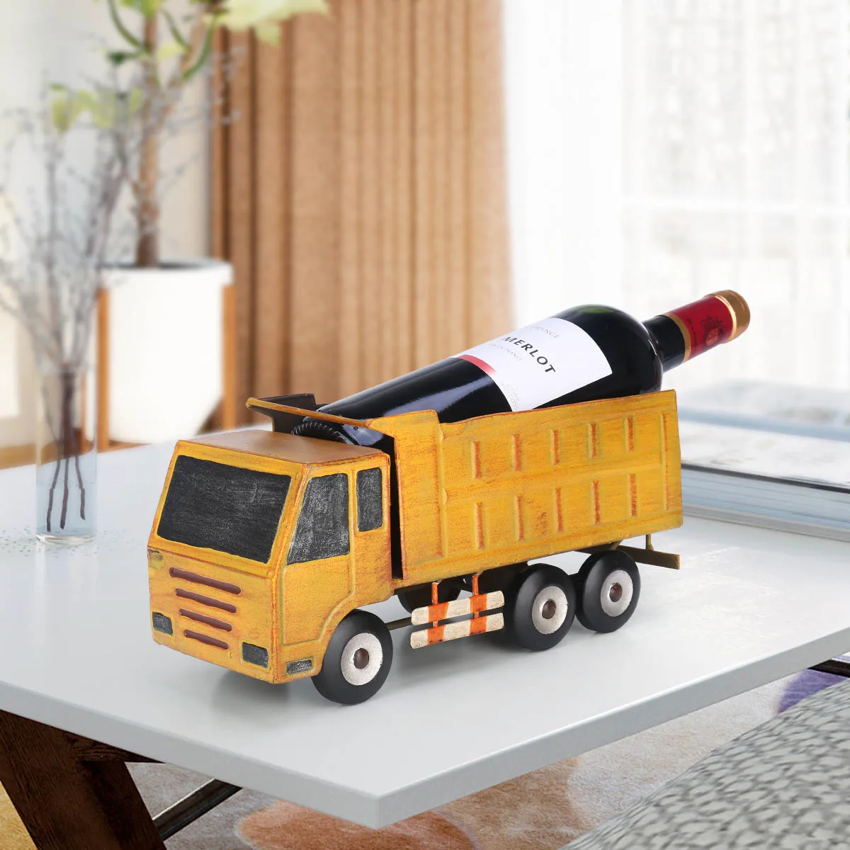 

Home Decoration Truck Wine Holder Vintage Fashioned Pickup Truck Wine Rack Modern Figurine Wine Bottle Holder