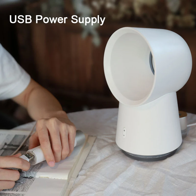 

New Creative Bladeless Humidifier Fan for Home Office Mini USB Water Spray Mist Maker Desk Air Cooling Fan with LED Night Light