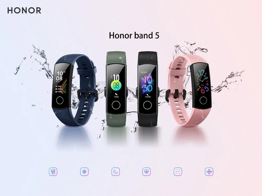Умный Браслет huawei Honor Band 5 с сенсорным экраном, смарт-браслет 4, 0,95 дюймов, трекер, умный OLED, для плавания, водонепроницаемый, Bluetooth, фитнес-трекер
