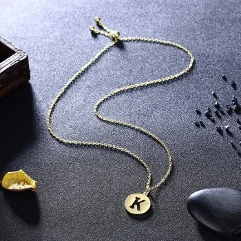 

Fashion trend wild round piece K-shaped cross imitation gold necklace AKN120