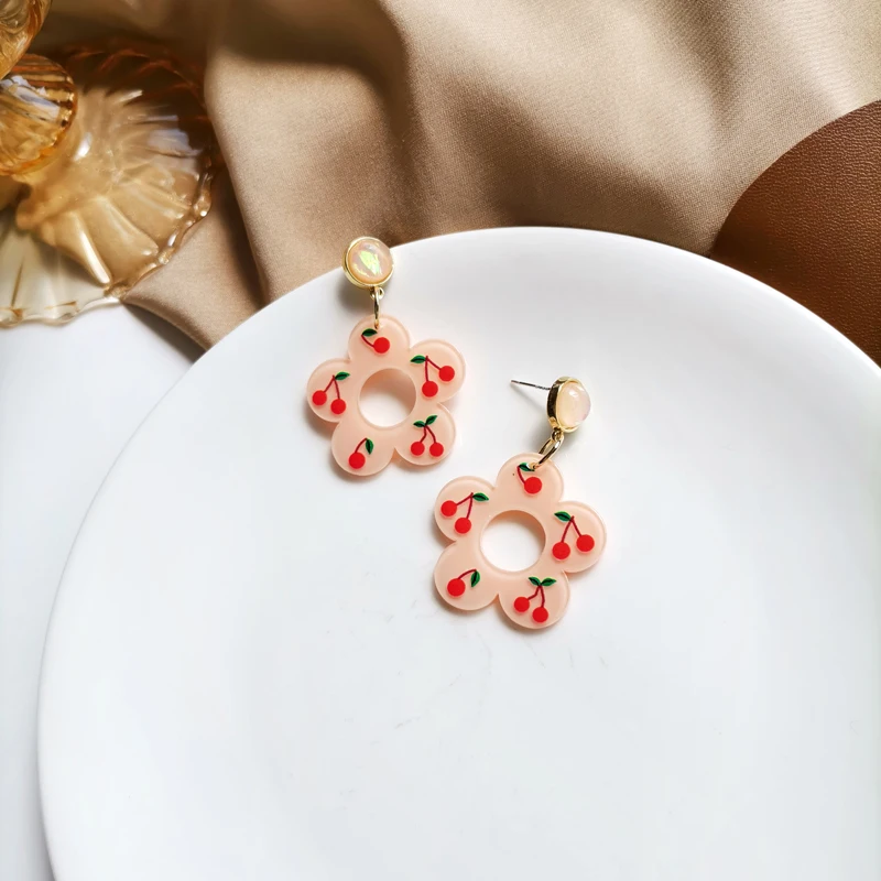 

Mihan S925 needle Sweet Jewelry Resin Flower Earrings Pretty Design Elegant Temperament Drop Earrings For Girl Lady Gifts