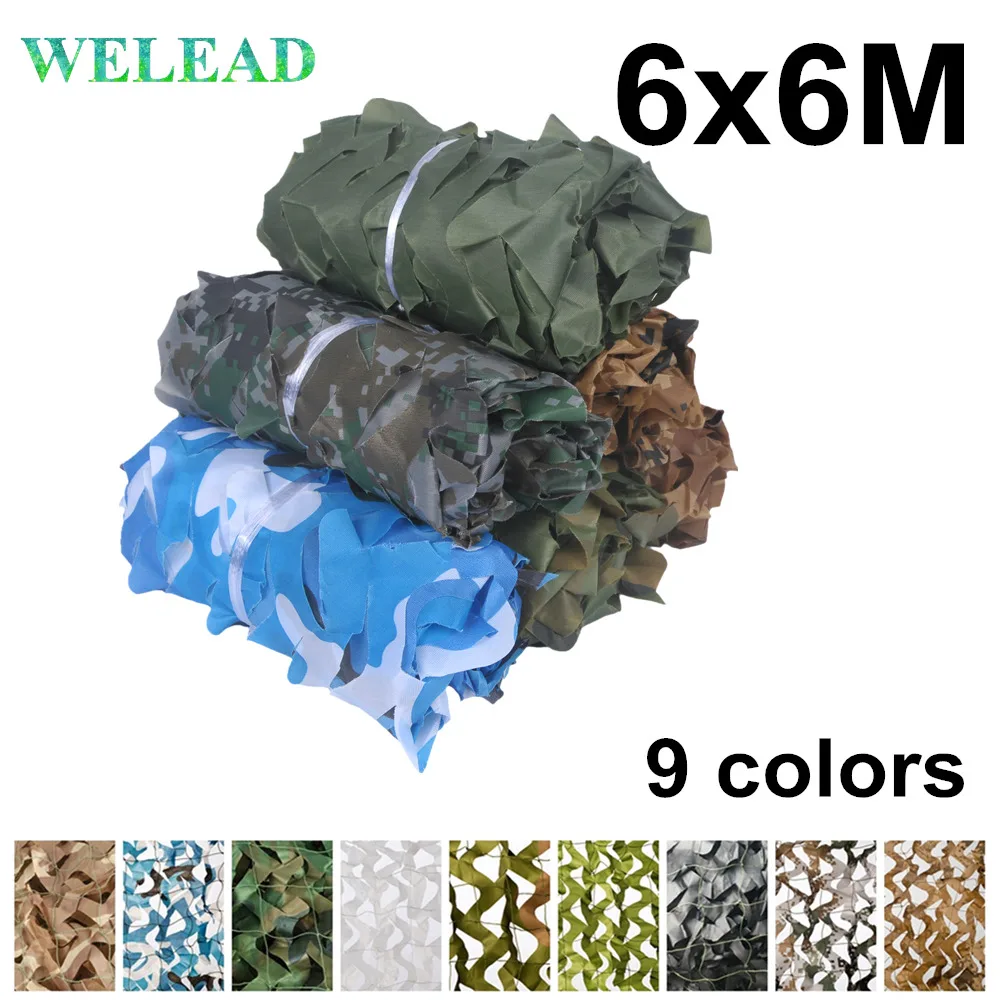 WELEAD 18 цветов 6x6 камуфляжная сеть военный усиленный песок белый пустынный тент