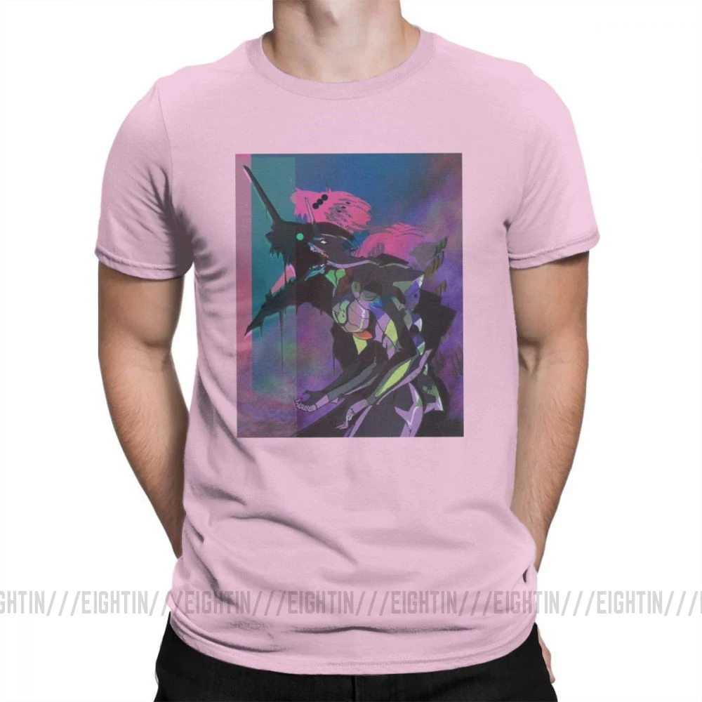 Evangelion Vapor единица 01 Повседневная футболка мужская одежда с короткими рукавами белая футболка из хлопка с круглым вырезом - Цвет: Розовый