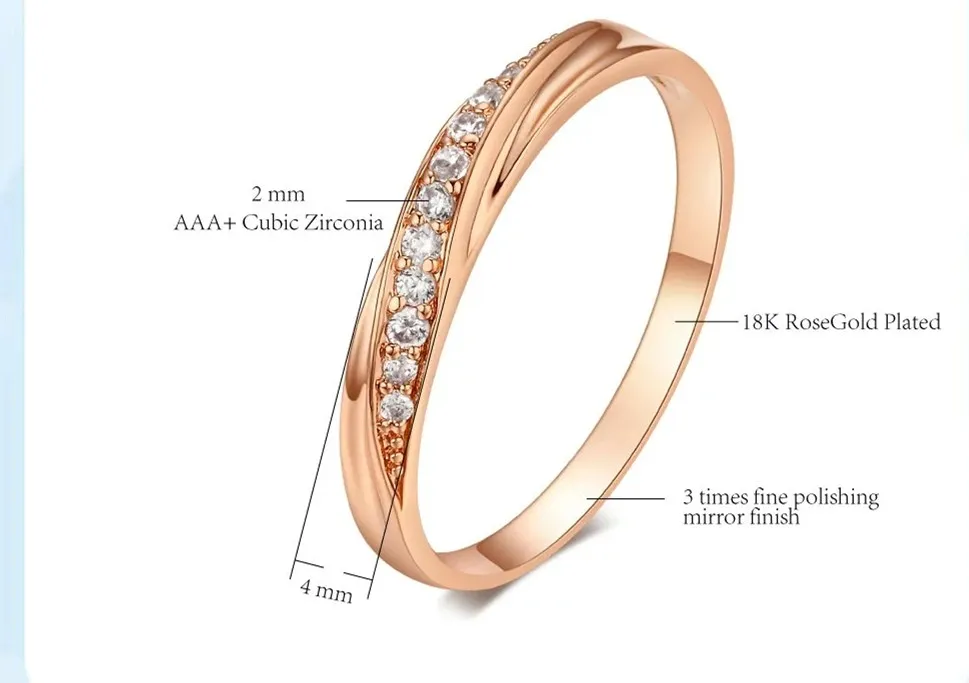 

YPAY Rings For Women Female Engagement Wedding Promise Women' Ring Fashion Jewellry Simple Rose Gold Cubic Zirconia Jewelry