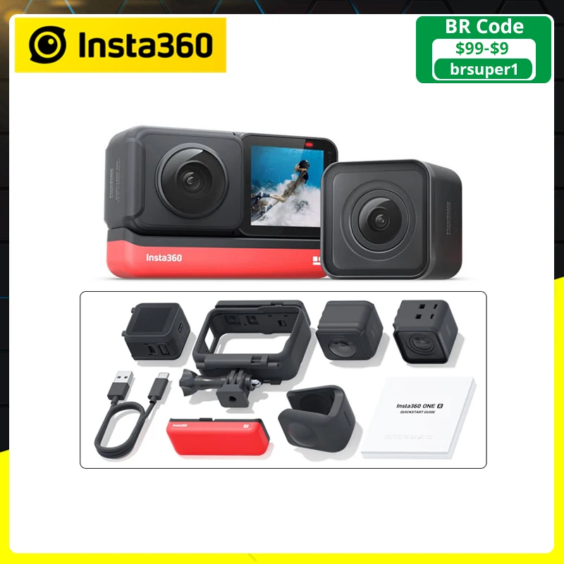 Спортивная Экшн-камера Insta360 ONE R Twin Edition Водонепроницаемая видеокамера с широким