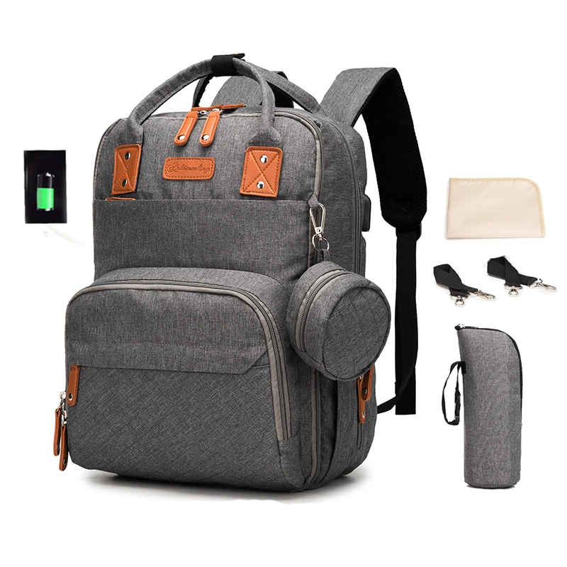 

Многофункциональная вместительная сумка для детских подгузников с USB, рюкзак-органайзер, сумка для мам для колясок, мешок для подгузников