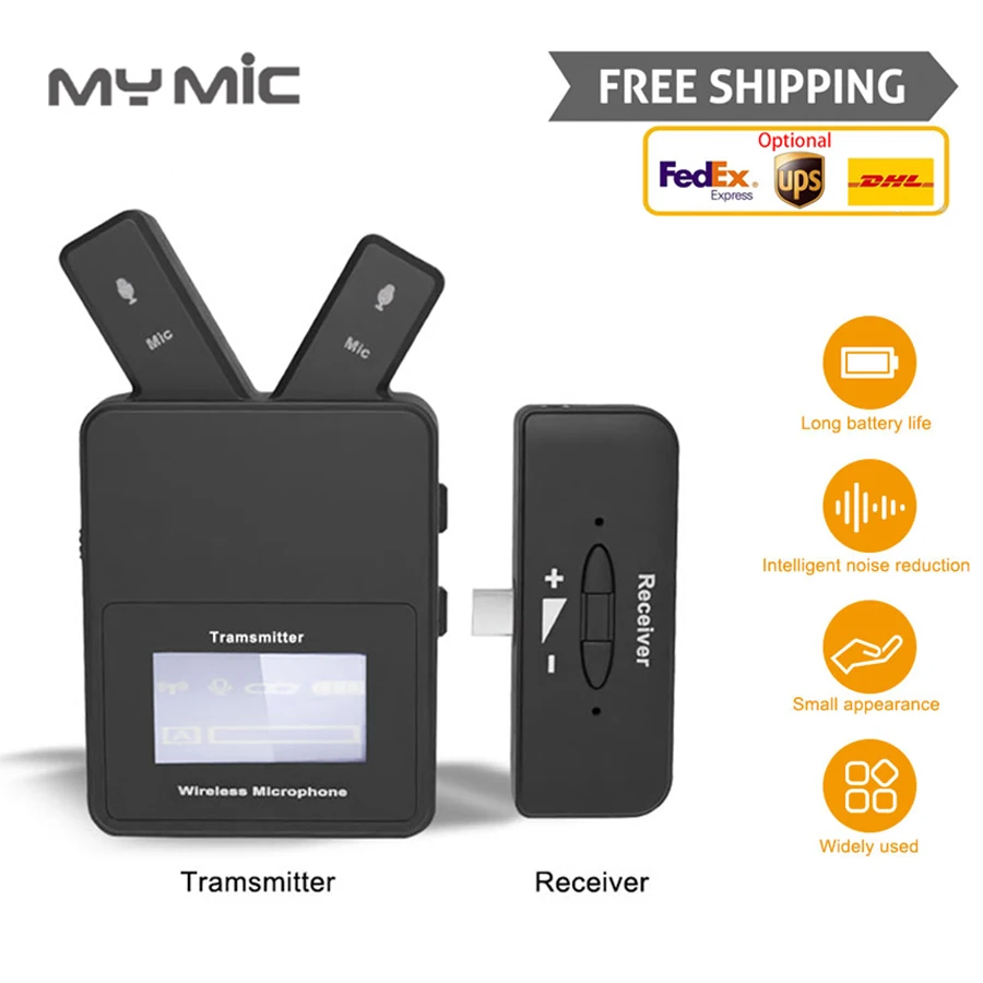 

Петличный беспроводной мини-микрофон MY MIC W108, 2,4 ГГц, с разъемом Type-C