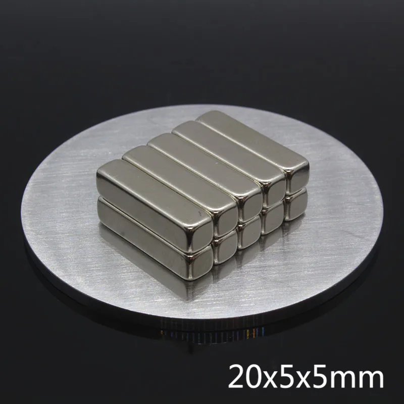 5 шт. N35 Неодимовый магнит 20x5x5 мм постоянный кубовидный блок NdFeB маленький супер мощный сильный Магнитный Магнит для ремесел