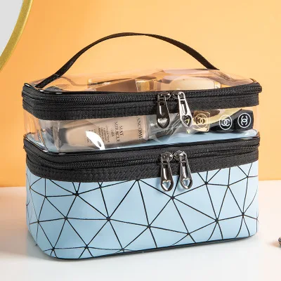 sky blue Косметичка для путешествий, чехол для макияжа, Женская Ручная сумка на молнии, органайзер, сумка для хранения, для девочек, сумочка для туалетных принадлежностей - Цвет: sky blue