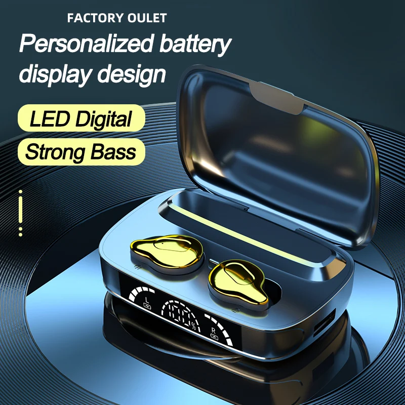 

NEW YEAR Gift TWS Bluetooth 5.1 Wireless Headphone Personalized LED Earphone HiFi Strong Bass Headset Metal Paint Sport Earbuds