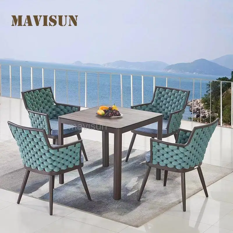 

Light Luxury European-Style Outdoor Rope Wicker Chairs And Table Garden Balcony Simple Chaise Lounger Sofa Chair For Home