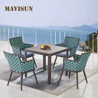light luxury european style outdoor rope wicker chairs and table garden balcony simple chaise lounger sofa chair for home