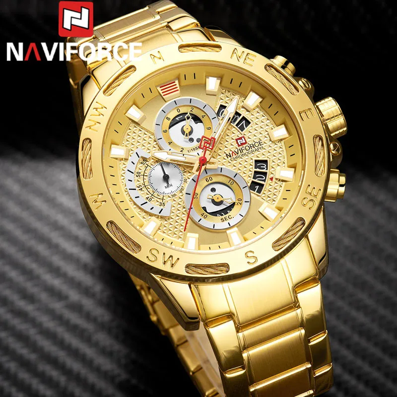 NAVIFORCE мужские спортивные часы с хронографом деловые наручные Лидирующий бренд