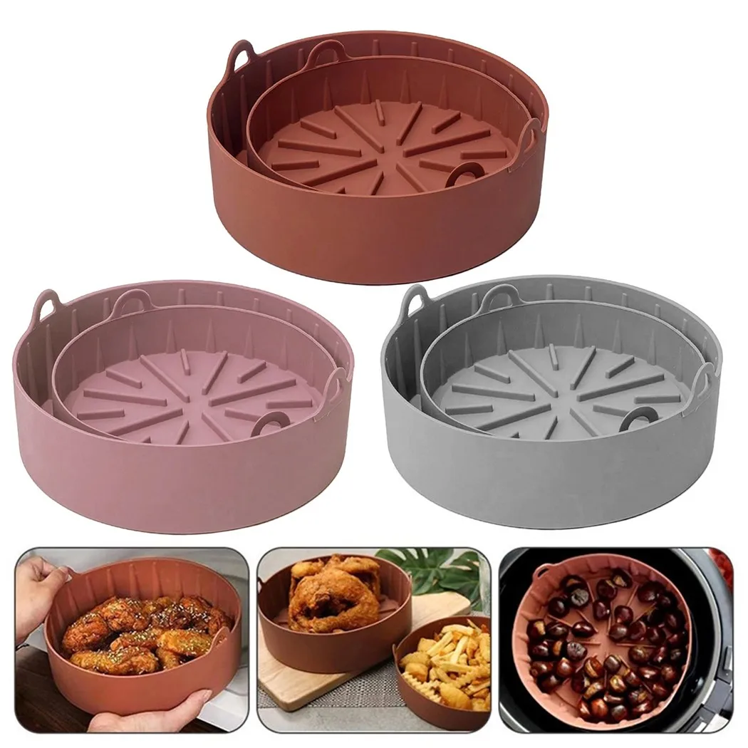 

AirFryer Silicone Pot Multifunctional Air Fryers Oven Accessories Bread Fried Chicken Pizza Basket Baking Tray Dish Baking Tools