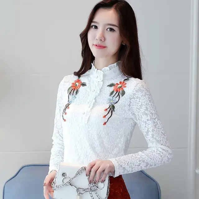 

Lace bottoming shirt women's long-sleeved new padded jacket autumn and winter warm shirt women Streetwear