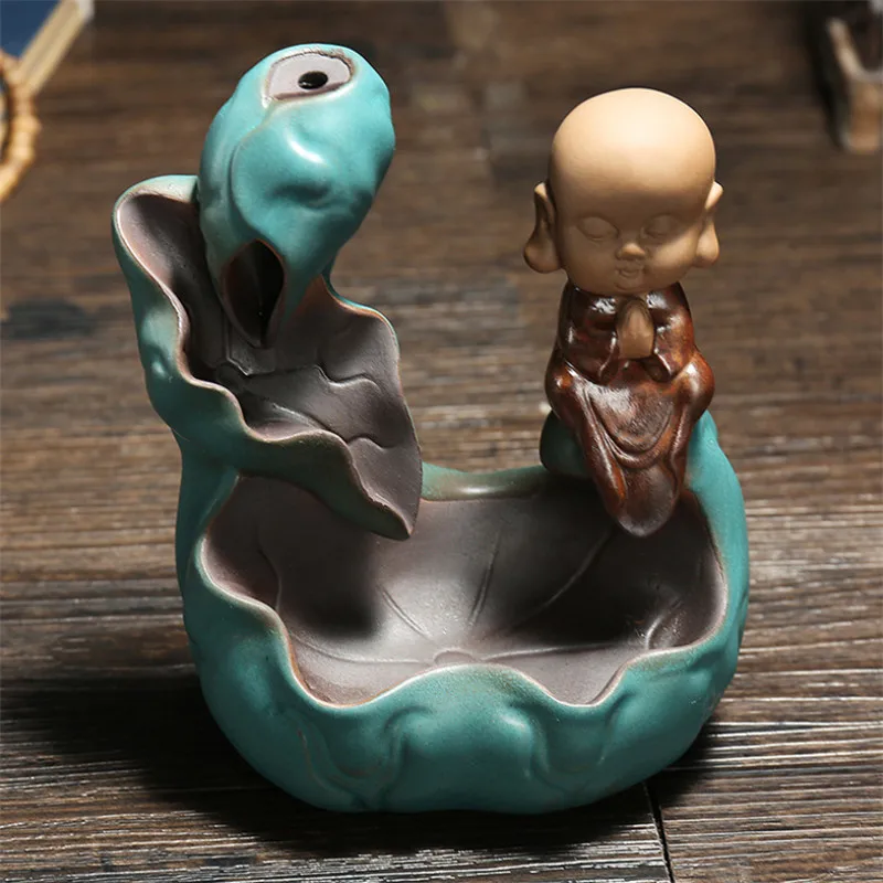 Курильница с зеленым лотосом для дома и офиса подставка благовоний Водопад