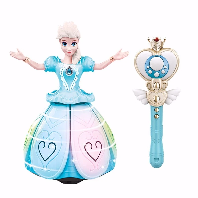 

Disney Princess Frozen Electric Dancing Toys Elsa Anna Doll with Wings Action Figure Rotating Projection Light Music Model Dolls