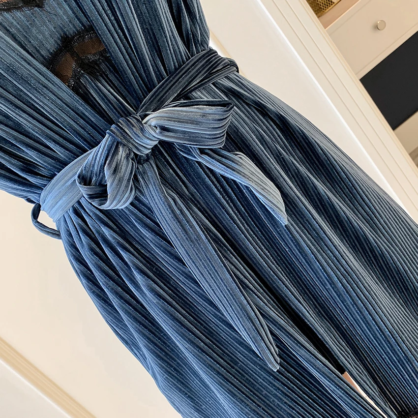 Suphis осенне зимний темно синий халат с поясом ночное платье женские сексуальные