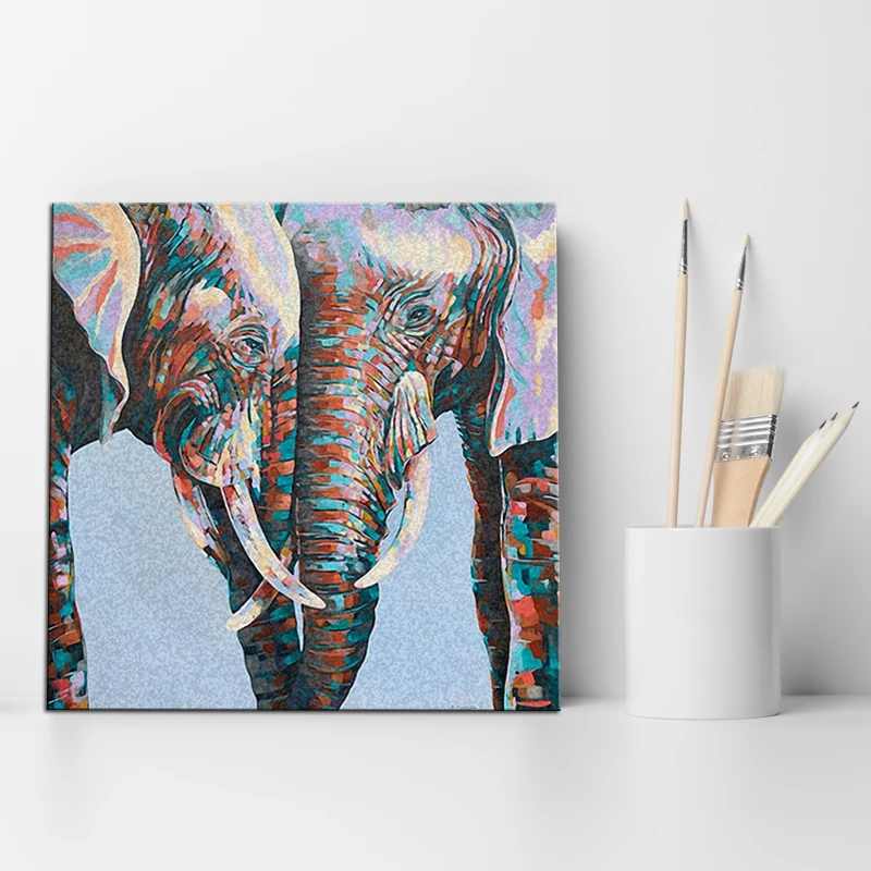 

Beautiful Watercolor Elephant Couples Wall Art Prints Canvas African Animal Painting Pictures for Living Room