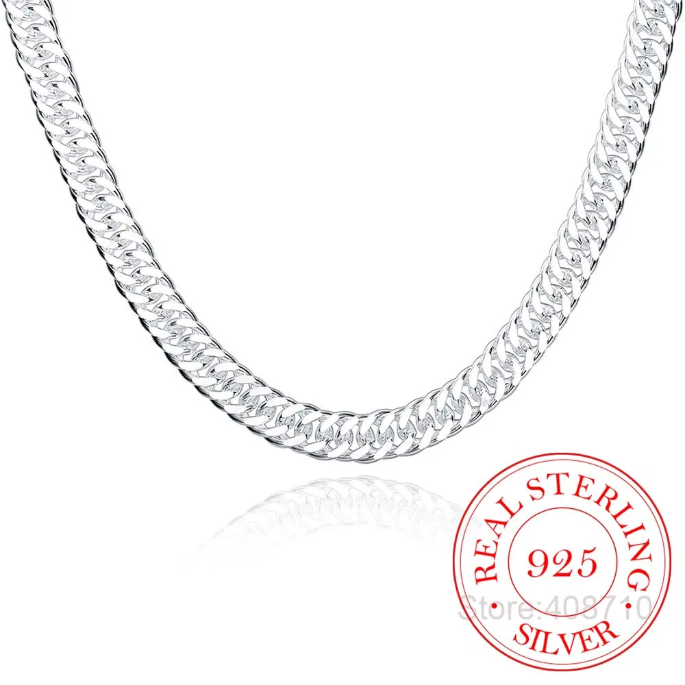

Pure 925 Silver Necklaces for Men 10mm Chain Necklace Collier 24inch Choker Fashion Male Jewelry Accessories Gifts Bijoux