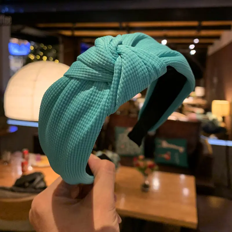 

Women Solid Color Knotted Hairbands Simple Cloth Wide Side Headbands For Girls Plastic Hair Hoops Womens Hair Accessories