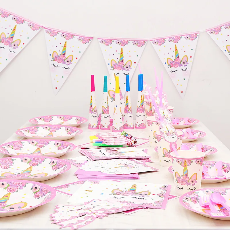 

Unicorn Disposable Tableware Unicorn Party Supplies Paper Plate Cups Napkins Unicorn Birthday Party Decorations Baby Shower Girl