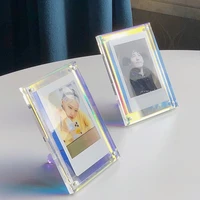 acrylic strong magnetic double sided 3 inch polaroid photo frame transparent promotional display stand label paper