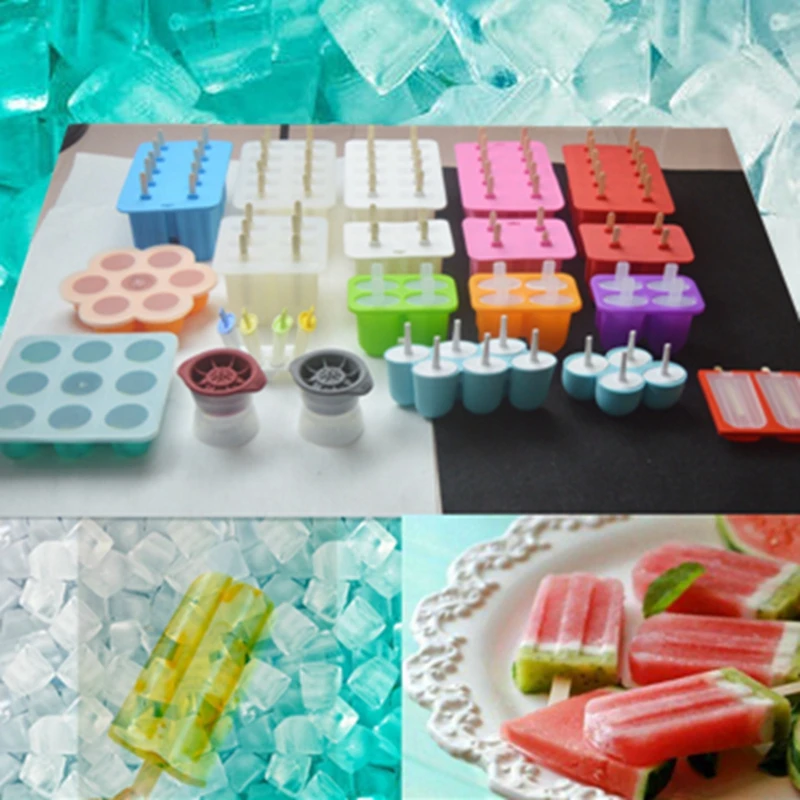 

DIY Homemade Ice Cream Mold with Popsicle Stick Silica Gel Frozen Ice Cube Cream Tools Ice Cream Mold Ice Tray Ice Lolly Moulds