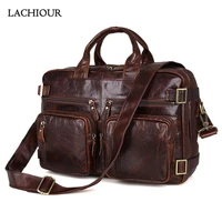 Genuine Leather Handbag Men Large Business Travel Shoulder Bag Male Soft Leather Back Pack Bags office inch Laptop Bag