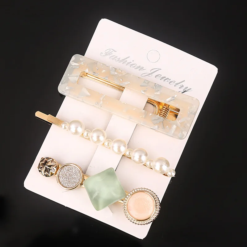 Fashion Hair Clips Pearls Acetate Geometric For Women Girls Hairpins Barrettes Headband Sweet Styling Accessory | Красота и здоровье