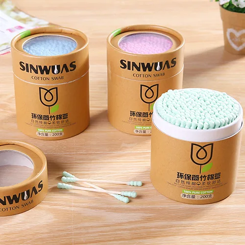 

200pcs/Box Bamboo Baby Cotton Swab Wood Sticks Soft Cotton Buds Cleaning of Ears Tampons Cotonete Pampons Health Beauty