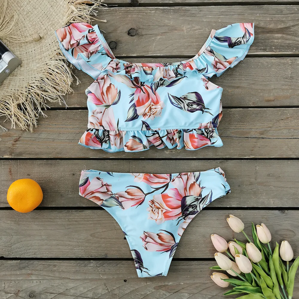 

Sexy Bikinis Women Swimsuit 2021 New Shoulder Ruffle Swimwear Brazilian Biquini Bather Bathing Suit Beachwear