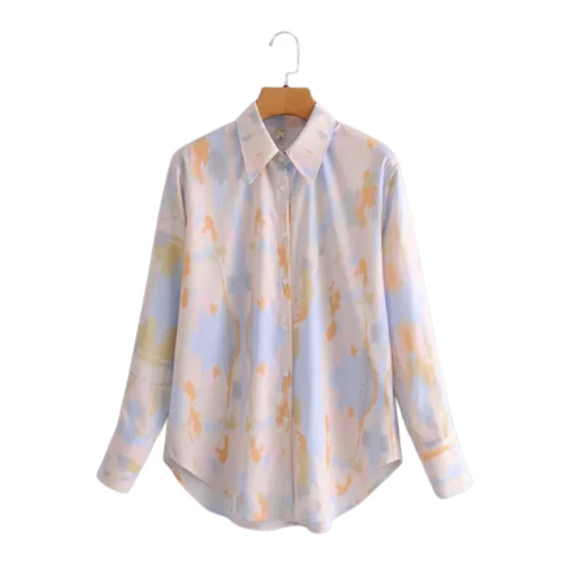 2021 Spring Women Summer Tie-Dyed Blouse Long Sleeve Womens Tops And Blouses Vintage Women Shirts Blusas Roupa Feminina