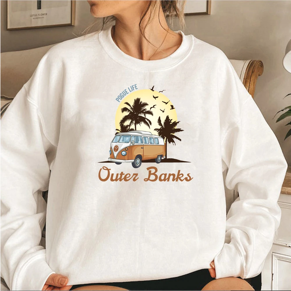 Женский свитшот с круглым вырезом и надписью внешние банки | Женская одежда