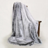 modern style big size gray color feather faux fur blanket decorative fur cover cloth artificial fur blanket